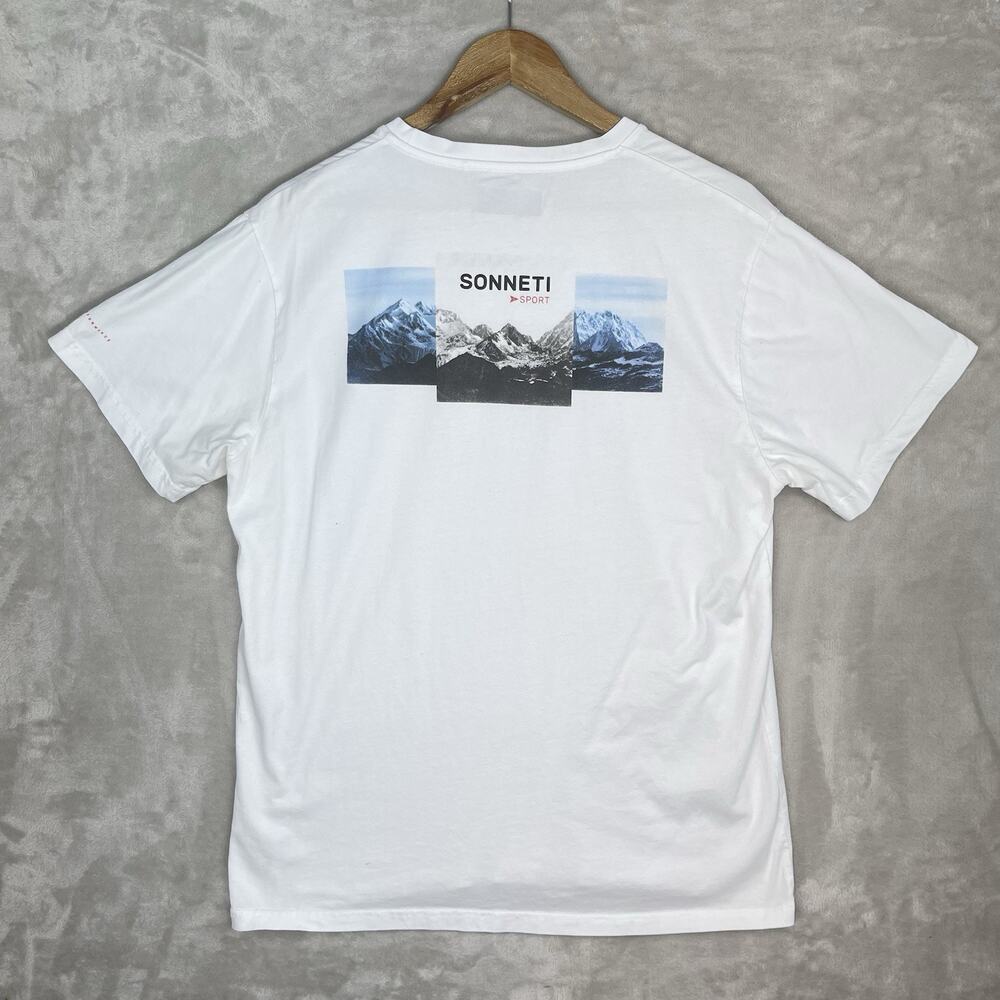 Sonneti Sport Mountains T-Shirt Men's Large Crisp White Outdoor Gorpcore